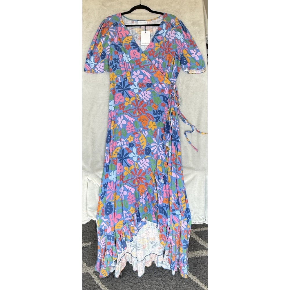 Sugarlips Maxi‎ Dress Womens XL Floral Wrap Cottagecore Boho Hippie Feminine - Picture 2 of 10